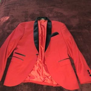Slim Fit Red and Black Tux Jacket